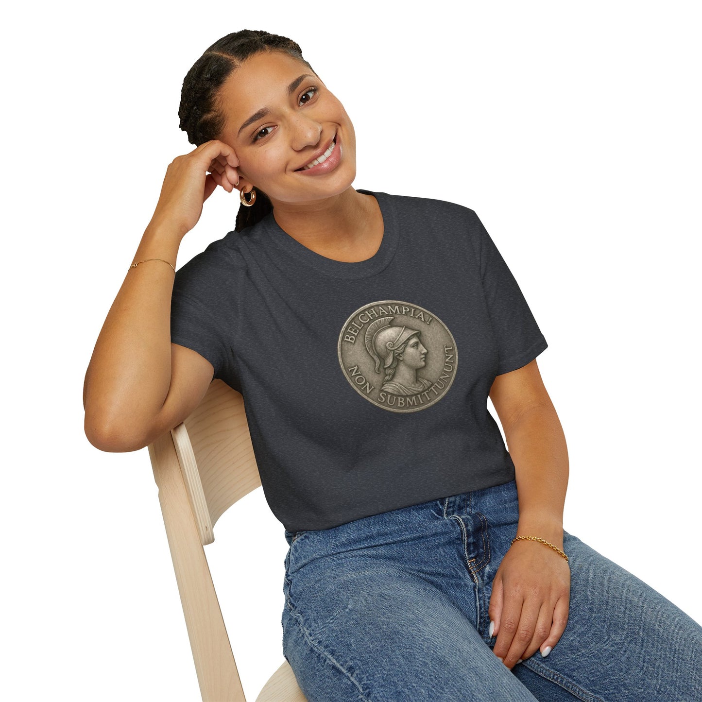 Belchampia Goddess Minerva  Unisex T-Shirt of a  Classic Medallion Design