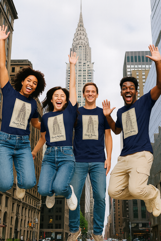 Chrysler Building Vintage Blueprint Tee — New York Architectural Sketch T-Shirt