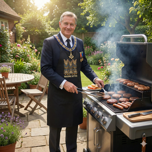 Cotton Apron featuring the Masonic kittens
